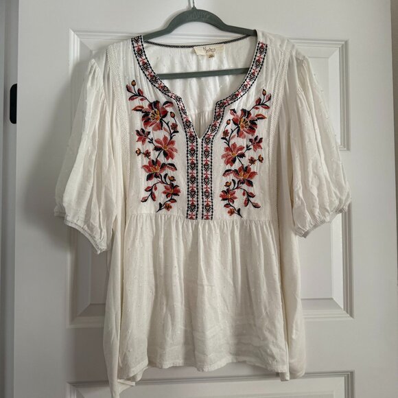 Embroidered Boho Peasant blouse, 3/4 sleeve - Picture 1 of 2